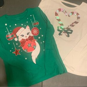 The Children's Place Green and White Long Sleeve Tees